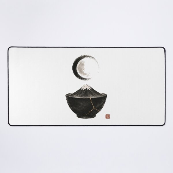 Item preview, Silent Fuji Bowl Seal – Japanese Mountain Moon Wabi Sabi Design designed and sold by OblivionRise.