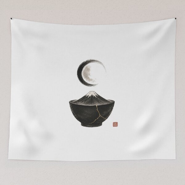 Item preview, Silent Fuji Bowl Seal – Japanese Mountain Moon Wabi Sabi Design designed and sold by OblivionRise.