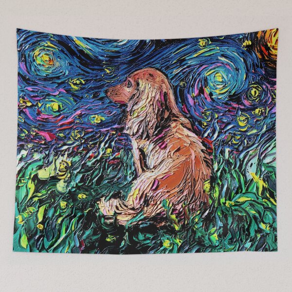 Item preview, Long Haired Brown Dachshund Night designed and sold by AjaTrier.