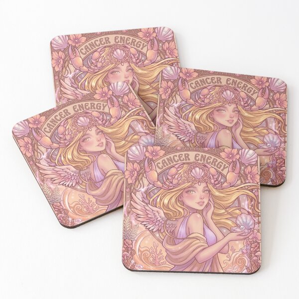 Item preview, Cancer Zodiac Goddess Art | Cancer Energy Celestial Astrology Illustration | Pastel Anime Fantasy Girl | Crab Zodiac Sign | Art Nouveau Horoscope Wall Art | Cancer Birthday Gift designed and sold by RSDigitalPrintDesign.