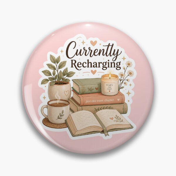 Item preview, Currently Recharging | Cozy Book Lover Self Care Aesthetic Sticker | Reading & Coffee Illustration designed and sold by MUSA'S.