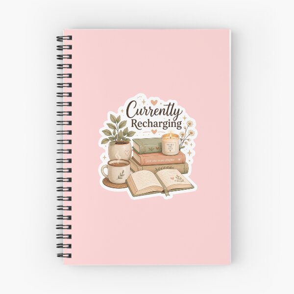 Item preview, Currently Recharging | Cozy Book Lover Self Care Aesthetic Sticker | Reading & Coffee Illustration designed and sold by MUSA'S.