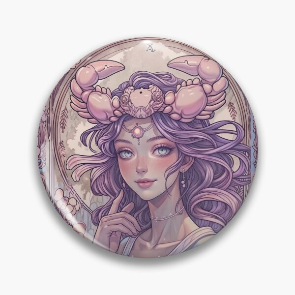 Item preview, Cancer Zodiac Goddess Art | Cancer Energy Celestial Astrology Illustration | Pastel Anime Fantasy Girl | Crab Zodiac Sign | Art Nouveau Horoscope Wall Art | Cancer Birthday Gift designed and sold by RSDigitalPrintDesign.