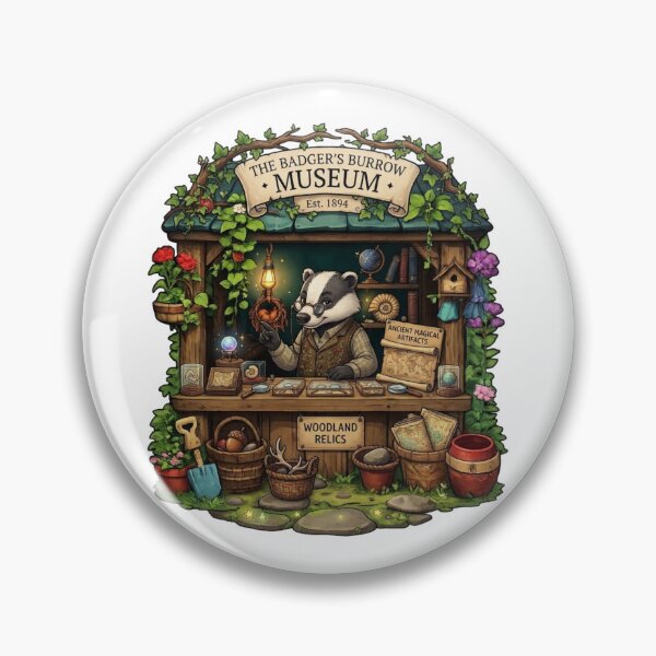 Item preview, The Badger's Burrow Museum | Woodland Relics Curator | Whimsical Fantasy Museum Art designed and sold by MrDev.