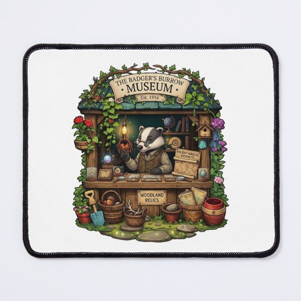 Item preview, The Badger's Burrow Museum | Woodland Relics Curator | Whimsical Fantasy Museum Art designed and sold by MrDev.