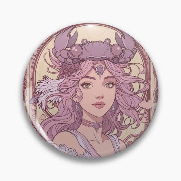 Item preview, Cancer Zodiac Goddess Art | Cancer Energy Celestial Astrology Illustration | Pastel Anime Fantasy Girl | Crab Zodiac Sign | Art Nouveau Horoscope Wall Art | Cancer Birthday Gift designed and sold by RSDigitalPrintDesign.