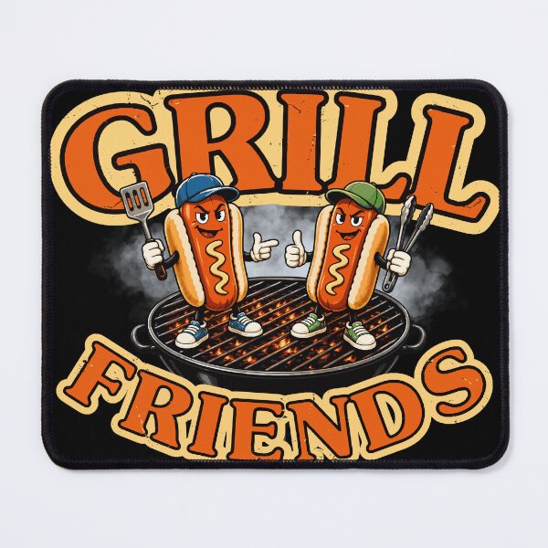 Item preview, Grill Friends – Funny Retro BBQ Hot Dog Design designed and sold by KennyTheBartender.