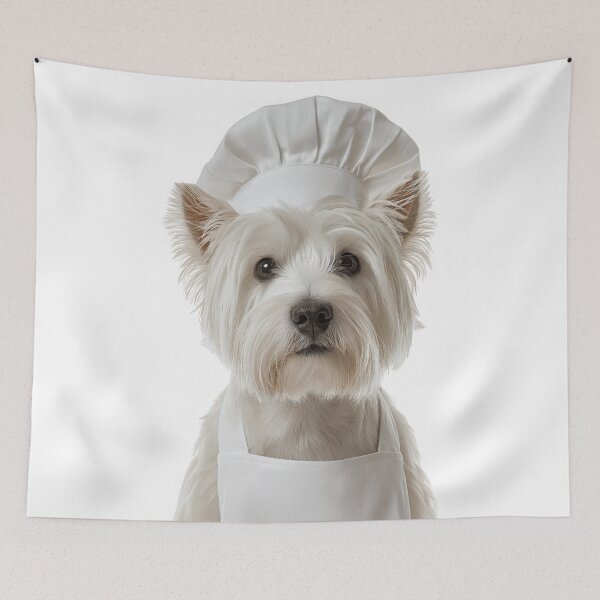 Item preview, Funny West Highland White Terrier Dog Chef Realistic Animal Cooking Humor Art designed and sold by LazyOwlStore.