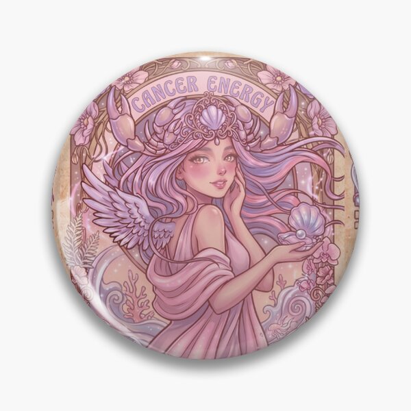 Item preview, Cancer Zodiac Goddess Art | Cancer Energy Celestial Astrology Illustration | Pastel Anime Fantasy Girl | Crab Zodiac Sign | Art Nouveau Horoscope Wall Art | Cancer Birthday Gift designed and sold by RSDigitalPrintDesign.