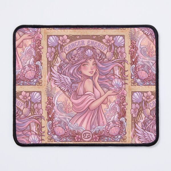 Item preview, Cancer Zodiac Goddess Art | Cancer Energy Celestial Astrology Illustration | Pastel Anime Fantasy Girl | Crab Zodiac Sign | Art Nouveau Horoscope Wall Art | Cancer Birthday Gift designed and sold by RSDigitalPrintDesign.