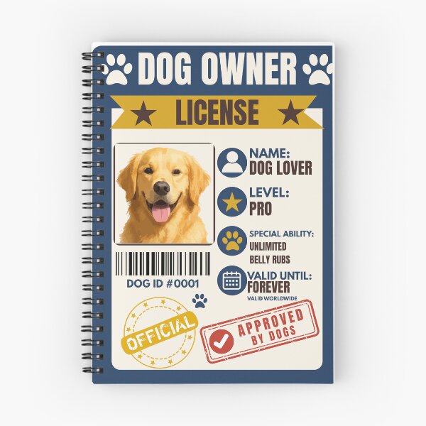 Item preview, Dog Owner License Funny Dog Lover Vintage ID Card T-Shirt designed and sold by Uvclick.