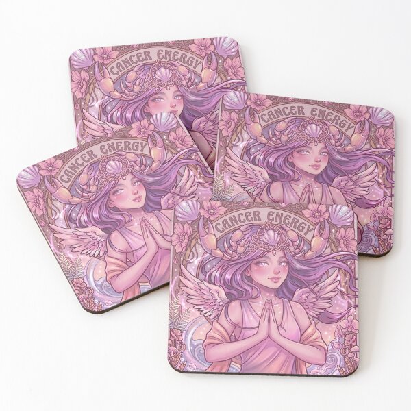 Item preview, Cancer Zodiac Goddess Art | Cancer Energy Celestial Astrology Illustration | Pastel Anime Fantasy Girl | Crab Zodiac Sign | Art Nouveau Horoscope Wall Art | Cancer Birthday Gift designed and sold by RSDigitalPrintDesign.