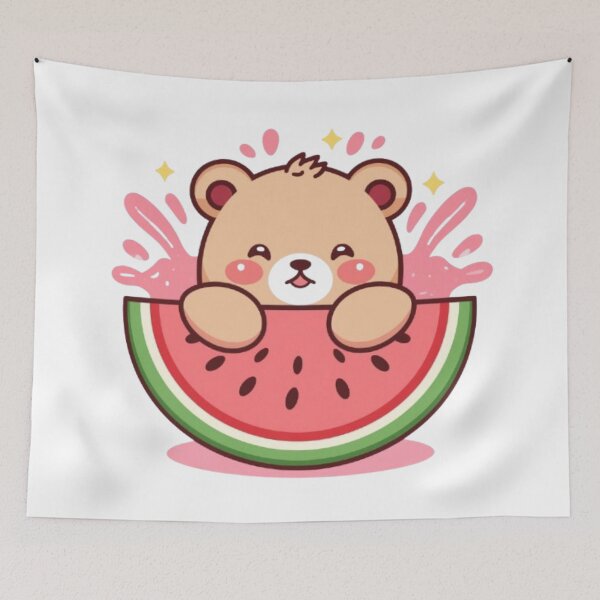 Item preview, Adorable Watermelon Bear Sticker | Kawaii Summer Animal Design designed and sold by Stylestickers55.