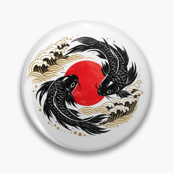Item preview, Black Koi Yin Yang | Japanese Koi Fish Sun | Ukiyo-e Inspired Zen Art designed and sold by MrDev.