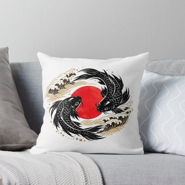 Item preview, Black Koi Yin Yang | Japanese Koi Fish Sun | Ukiyo-e Inspired Zen Art designed and sold by MrDev.