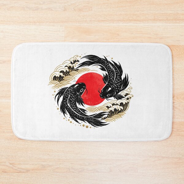 Item preview, Black Koi Yin Yang | Japanese Koi Fish Sun | Ukiyo-e Inspired Zen Art designed and sold by MrDev.