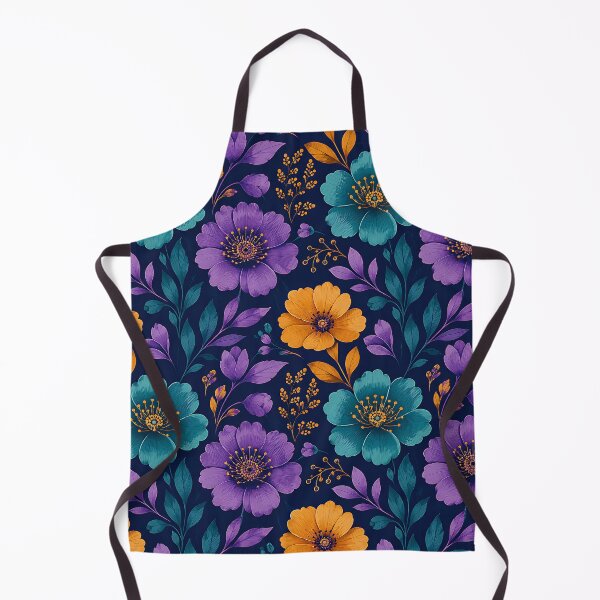 Item preview, Jewel Tone Floral Pattern Purple Teal Gold Dark Navy designed and sold by Aureva Arts Shop.