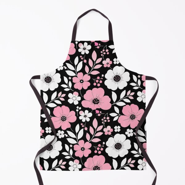Item preview, Bold Pink White Graphic Floral Pattern Black Background designed and sold by Aureva Arts Shop.