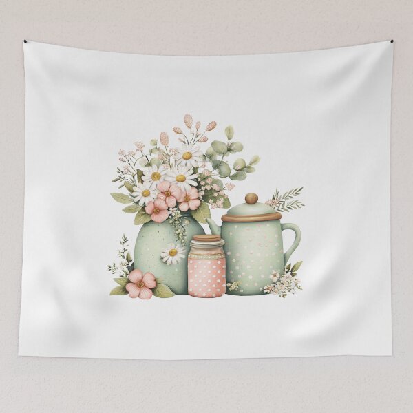Item preview, Pastel Cottagecore Floral Teapot and Jar  designed and sold by Step & Stow.