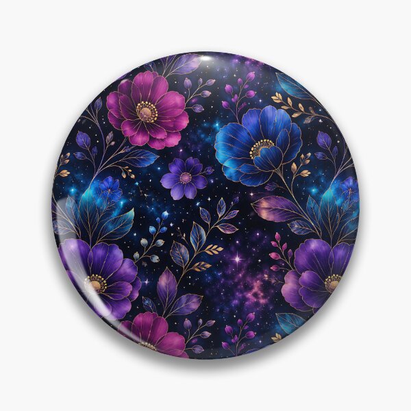 Item preview, Galaxy Floral Pattern Purple Blue Magenta Starry Space designed and sold by Aureva Arts Shop.