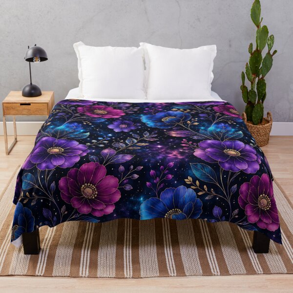Item preview, Galaxy Floral Pattern Purple Blue Magenta Starry Space designed and sold by Aureva Arts Shop.