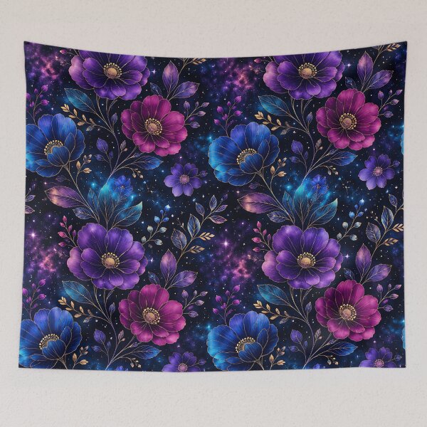 Item preview, Galaxy Floral Pattern Purple Blue Magenta Starry Space designed and sold by Aureva Arts Shop.