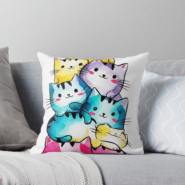 Item preview, Cute Stacked Cats Watercolor | Minimalist Smiling Cat Illustration designed and sold by Pro AguiZoul Art.