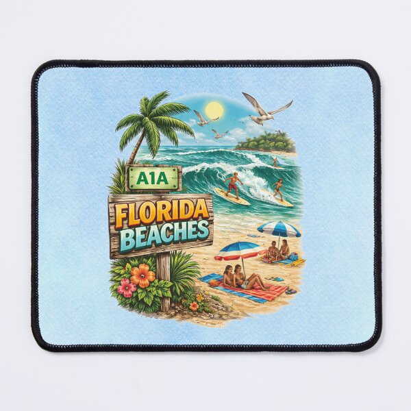 Item preview, A1A Florida Beaches Vintage Surf Scene – Retro Coastal Highway Ocean Lifestyle Design designed and sold by MysticOzzy.
