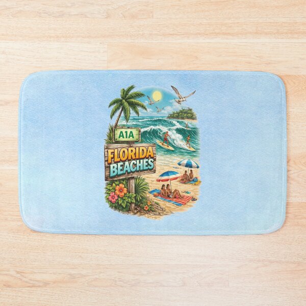 Item preview, A1A Florida Beaches Vintage Surf Scene – Retro Coastal Highway Ocean Lifestyle Design designed and sold by MysticOzzy.