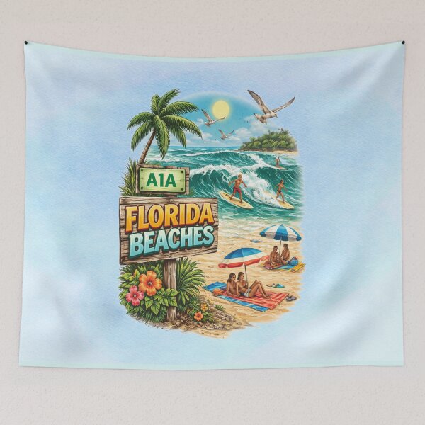 Item preview, A1A Florida Beaches Vintage Surf Scene – Retro Coastal Highway Ocean Lifestyle Design designed and sold by MysticOzzy.