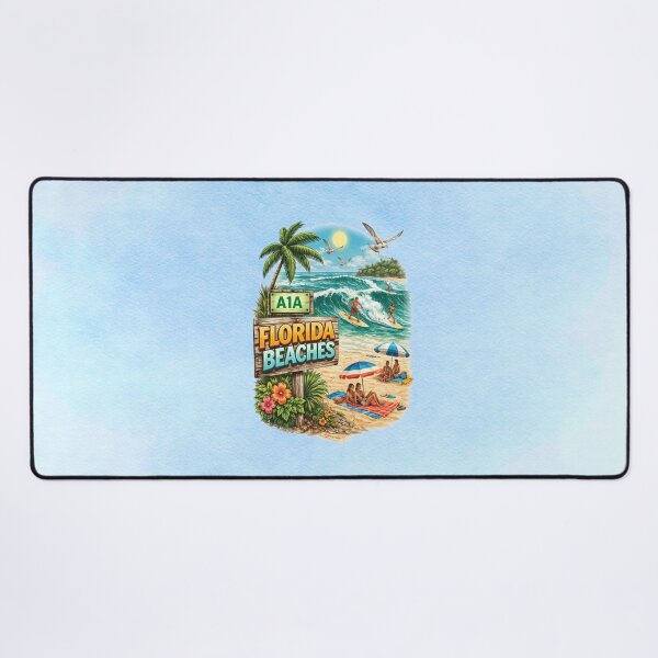 Item preview, A1A Florida Beaches Vintage Surf Scene – Retro Coastal Highway Ocean Lifestyle Design designed and sold by MysticOzzy.