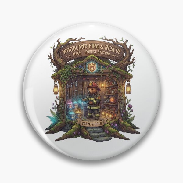 Item preview, Woodland Fire & Rescue | Brave Bear Firefighter | Enchanted Forest Station Fantasy Art designed and sold by MrDev.