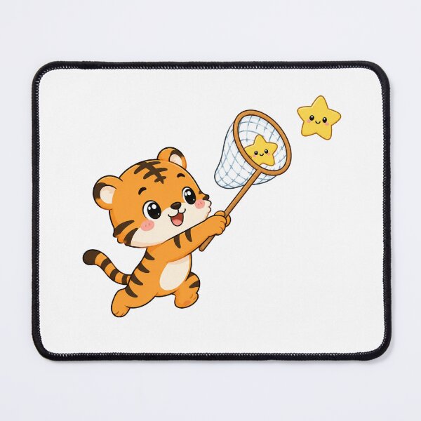 Item preview, Cute Tiger Catching Happy Stars Kawaii Cartoon Dreamy Adventure Design designed and sold by Seculinator.