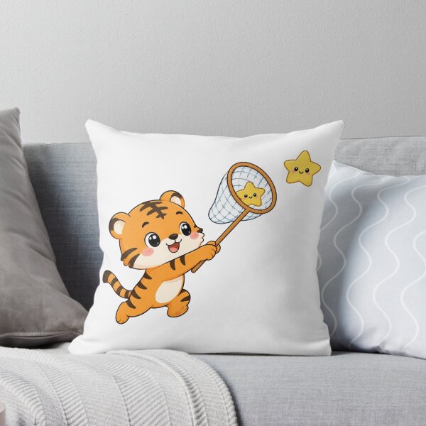 Item preview, Cute Tiger Catching Happy Stars Kawaii Cartoon Dreamy Adventure Design designed and sold by Seculinator.