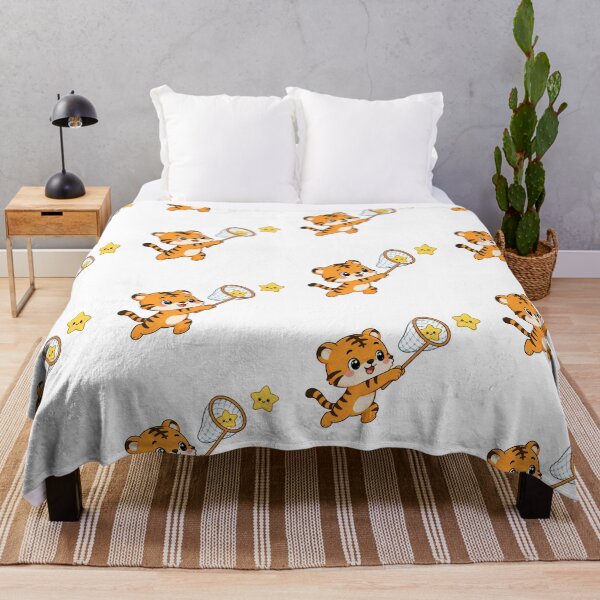 Item preview, Cute Tiger Catching Happy Stars Kawaii Cartoon Dreamy Adventure Design designed and sold by Seculinator.