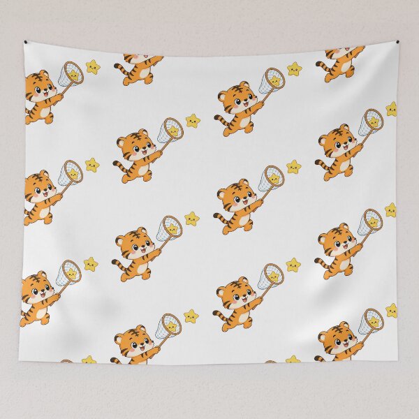 Item preview, Cute Tiger Catching Happy Stars Kawaii Cartoon Dreamy Adventure Design designed and sold by Seculinator.