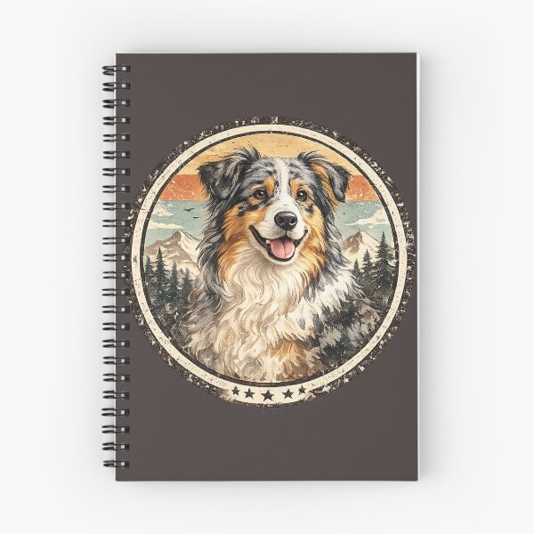 Item preview, Australian Shepherd Vintage Outdoor Badge | Retro Adventure Dog Emblem designed and sold by Golden Era Studio.
