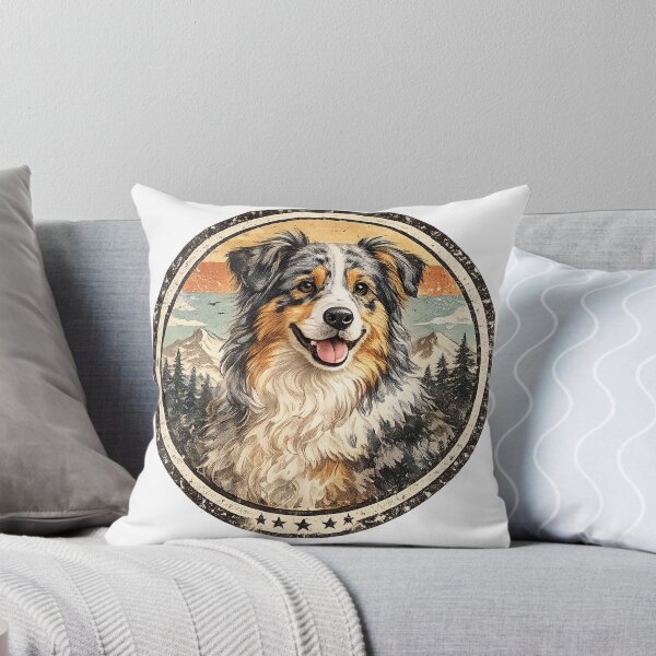 Item preview, Australian Shepherd Vintage Outdoor Badge | Retro Adventure Dog Emblem designed and sold by Golden Era Studio.