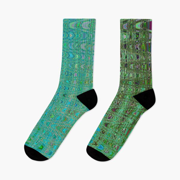Item preview, Abstract Green and Blue Retro Boomerang Waves designed and sold by myrubiogarden.