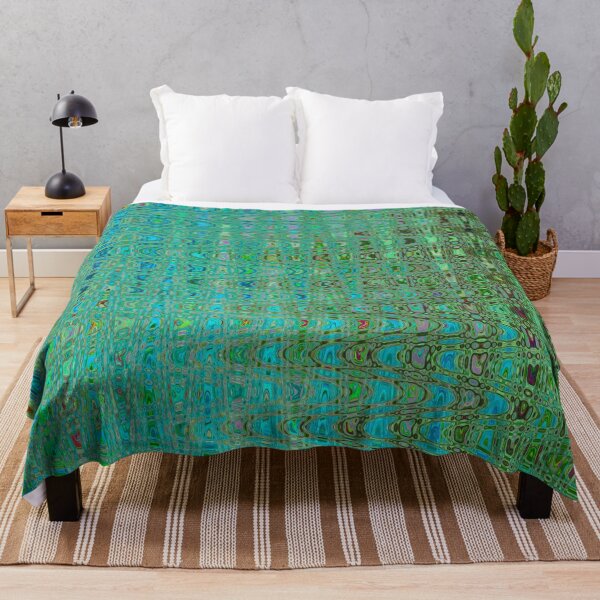 Item preview, Abstract Green and Blue Retro Boomerang Waves designed and sold by myrubiogarden.