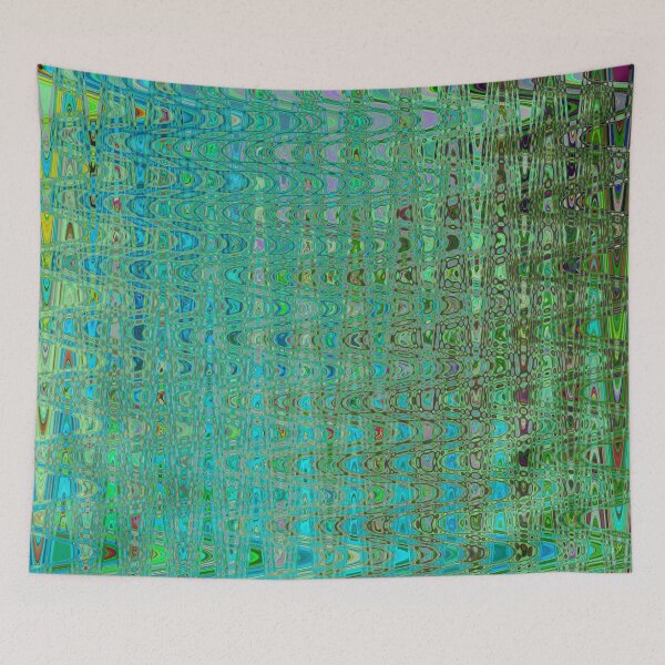 Item preview, Ondas retro abstractas verdes y azules en forma de bumerán designed and sold by myrubiogarden.