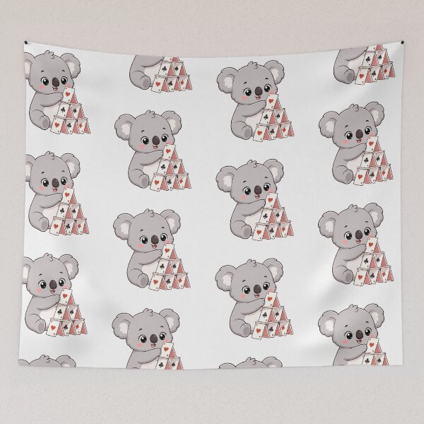 Item preview, Cute Koala Building Card House Kawaii Cartoon Playing Cards Design designed and sold by Seculinator.