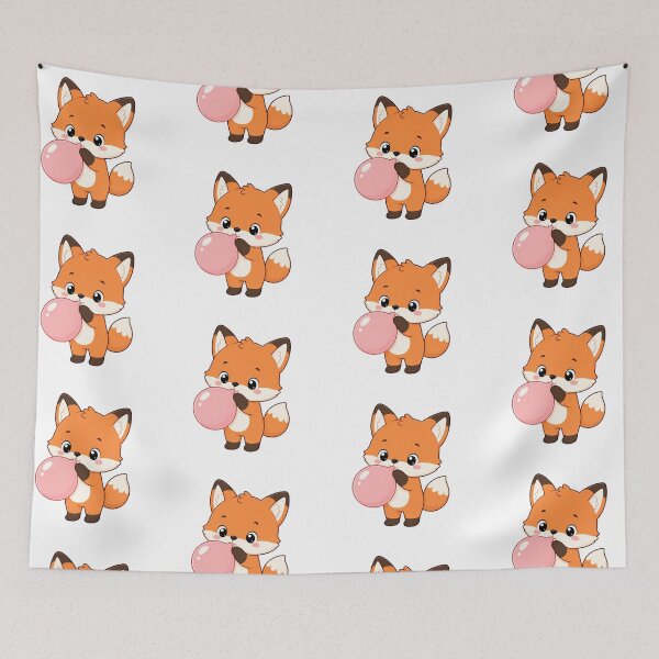 Item preview, Cute Fox Blowing Bubble Gum Kawaii Cartoon Sweet Design designed and sold by Seculinator.