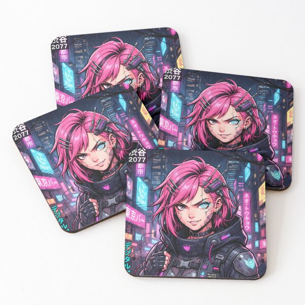 Item preview, Cyberpunk Rebel Pink Hair Anime Cyborg Girl designed and sold by DigitalArtx-com.