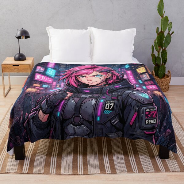 Item preview, Cyberpunk Rebel Pink Hair Anime Cyborg Girl designed and sold by DigitalArtx-com.