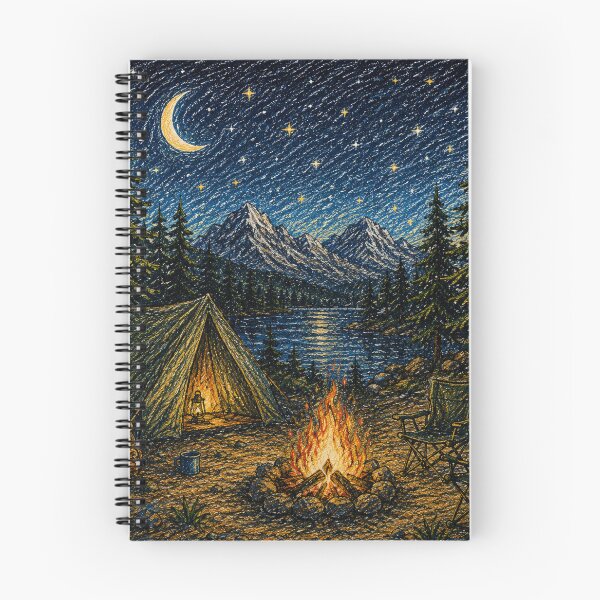 Item preview, Night Campfire | Crayon Camping Illustration designed and sold by naturalsurvival.