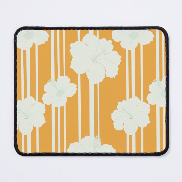 Item preview, Golden Tropical Hibiscus Floral Stripe Pattern designed and sold by StoriesInGrain.