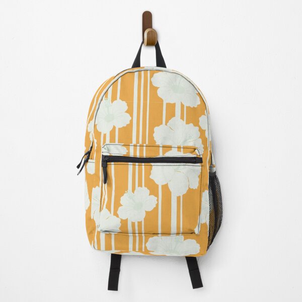Item preview, Golden Tropical Hibiscus Floral Stripe Pattern designed and sold by StoriesInGrain.