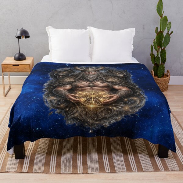 Item preview, Odin and His Wolves — Cosmic Norse Mythology Artwork designed and sold by MysticOzzy.