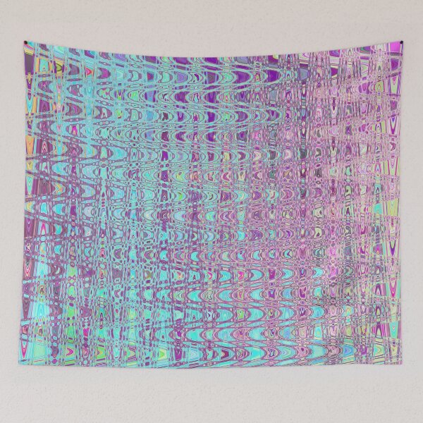 Item preview, Ondas retro abstractas en tonos aguamarina y púrpura con efecto boomerang. designed and sold by myrubiogarden.